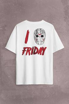 13. Cuma Onüçüncü Friday The 13Th 13 Sırt Ön Baskılı Oversize Tişört Unisex T-Shirt