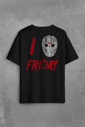 13. Cuma Onüçüncü Friday The 13Th 13 Sırt Ön Baskılı Oversize Tişört Unisex T-Shirt - Thumbnail