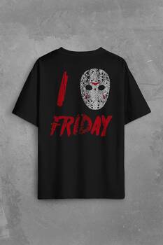 13. Cuma Onüçüncü Friday The 13Th 13 Sırt Ön Baskılı Oversize Tişört Unisex T-Shirt