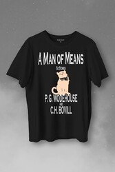 A Man Of Means Cat Wode House Kedi Baskılı Tişört Unisex T-Shirt - Thumbnail