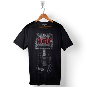 Ac Dc Black Ice Guıtar Gitar Alternatif Akım Baskılı Tişört Unisex T-Shirt