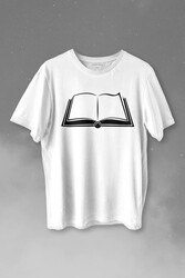 Açık Kitap Sayfası Edebiyat Roman Şiir Şair Adam Baskılı Tişört Unisex T-shirt - Thumbnail