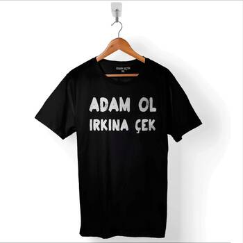 Adam Ol Irkına Çek Göktürkçe Türk Bozkurt Baskılı Tişört Unisex T-Shirt