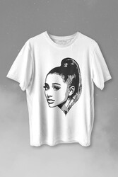 Adriana Grande Portre Silüeti Baskılı Tişört Unisex T-shirt - Thumbnail