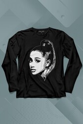 Adriana Grande Portre Silüeti Uzun Kollu Tişört Baskılı T-Shirt - Thumbnail