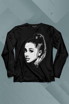 Adriana Grande Portre Silüeti Uzun Kollu Tişört Baskılı T-Shirt