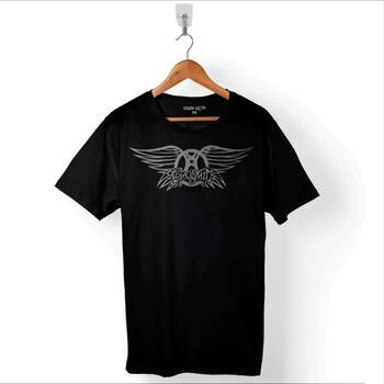 Aerosmith Steven Tyler Black On Black Wings Baskılı Tişört Unisex T-Shirt