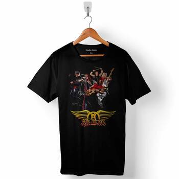 Aerosmith Walk This Way Steven Tyler Black On Black Baskılı Tişört Unisex T-Shirt