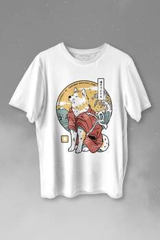 Akita Dog Japon Köpeği Shiba Inu Samurai Japanese Baskılı Tişört Unisex T-shirt