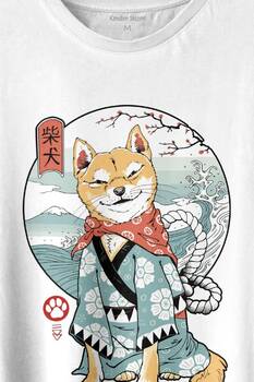 Akita Dog Japon Köpeği Shiba Inu Samurai Japanese Baskılı Tişört Unisex T-shirt