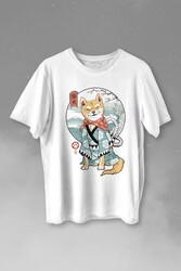 Akita Dog Japon Köpeği Shiba Inu Samurai Japanese Baskılı Tişört Unisex T-shirt - Thumbnail