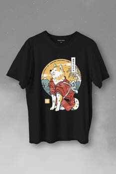 Akita Dog Japon Köpeği Shiba Inu Samurai Japanese Baskılı Tişört Unisex T-Shirt