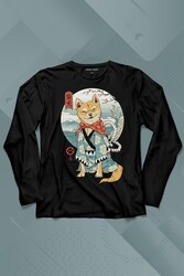 Akita Dog Japon Köpeği Shiba Inu Samurai Japanese Uzun Kollu Tişört Baskılı T-Shirt - Thumbnail