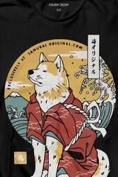 Akita Dog Japon Köpeği Shiba Inu Samurai Japanese Uzun Kollu Tişört Baskılı T-Shirt - Thumbnail