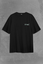 Albert Einstein Beyaz E=Mc2 Işık Hızı Sırt Ön Baskılı Oversize Tişört Unisex T-Shirt - Thumbnail