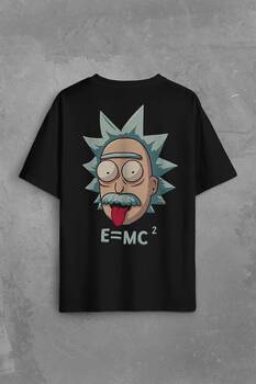 Albert Einstein Beyaz E=Mc2 Işık Hızı Sırt Ön Baskılı Oversize Tişört Unisex T-Shirt