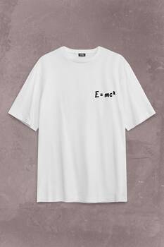 Albert Einstein İzafiyet Görelilik Teorisi E=mc2 Fizik Sırt Ön Baskılı Oversize Tişört Unisex T-Shirt