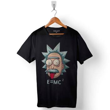 Albert Einstein Rick Beyaz E=Mc2 Işık Hızı Baskılı Tişört Unisex T-Shirt