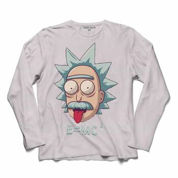 ALBERT EINSTEIN RICK AND MORTY BEYAZ E=MC2 IŞIK HIZI UZUN KOLLU