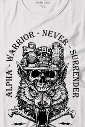 Alpha Warrior Military Savaşçı Kurt Bozkurt Baskılı Tişört Çocuk T-shirt - Thumbnail