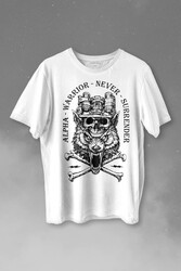 Alpha Warrior Military Savaşçı Kurt Bozkurt Baskılı Tişört Unisex T-shirt - Thumbnail