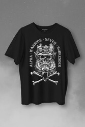 Alpha Warrior Military Savaşçı Kurt Bozkurt Baskılı Tişört Unisex T-Shirt - Thumbnail