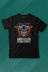 American Fire Fighter Skull Korsan Çekiç Kafalı Baskılı Tişört Çocuk T-shirt - Thumbnail