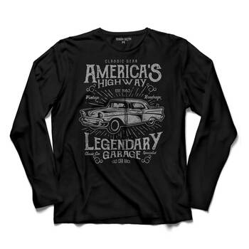 AMERİCA'S LEGENDARY GARAGE AMERİKAN ARABASI UZUN KOLLU TİŞÖRT