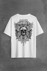 Amon Amarth Skull Logo Kuru Kafa Sırt Ön Baskılı Oversize Tişört Unisex T-Shirt - Thumbnail