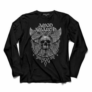 AMON AMARTH SKULL LOGO KURU KAFA UZUN KOLLU TİŞÖRT