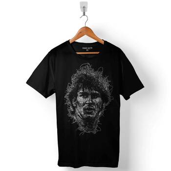 Andres Leo Lionel Messı Çizim Portre Silüet Tasarım Baskılı Tişört Unisex T-Shirt