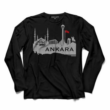 ANGARA ANKARA SIFIR ALTI 06 ŞEHİR SİLÜETİ UZUN KOLLU TİŞÖRT