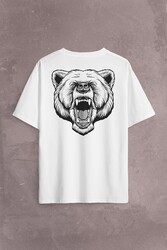 Angry Bear Head Kızgın Ayı Kafa Sırt Ön Baskılı Oversize Tişört Unisex T-Shirt - Thumbnail