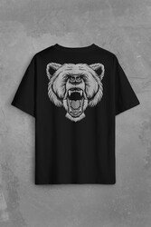 Angry Bear Head Kızgın Ayı Kafa Sırt Ön Baskılı Oversize Tişört Unisex T-Shirt - Thumbnail