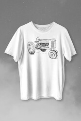 Antika Traktör Silüet Tarım Çiftçi Farmer Baskılı Tişört Unisex T-shirt - Thumbnail