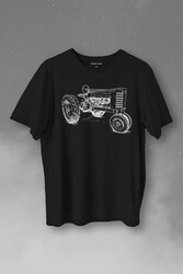 Antika Traktör Silüet Tarım Çiftçi Farmer Baskılı Tişört Unisex T-Shirt - Thumbnail