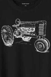 Antika Traktör Silüet Tarım Çiftçi Farmer Baskılı Tişört Unisex T-Shirt - Thumbnail