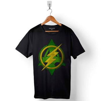 Arrow Vs Ve Flash Logo Baskılı Tişört Unisex T-Shirt