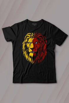 Aslan Kafası Sarı Kırmızı Yeleli Lion Head Baskılı Tişört Çocuk T-shirt