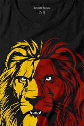 Aslan Kafası Sarı Kırmızı Yeleli Lion Head Baskılı Tişört Çocuk T-shirt - Thumbnail