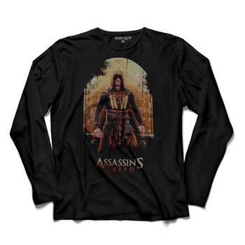 ASSASSIN'S CREED THE MOVIE CALLUM LYNCH BLACK UZUN KOLLU TİŞÖRT