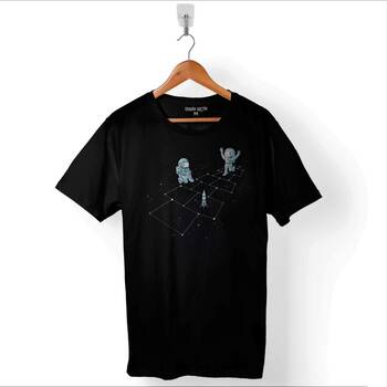 Astronot Dans Uzay Cosmos Space Galaksi Gezegen Baskılı Tişört Unisex T-Shirt