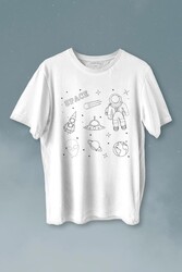 Astronot Uzay Mekiği Space Cosmos Baskılı Tişört Unisex T-shirt - Thumbnail