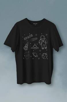 Astronot Uzay Mekiği Space Cosmos Baskılı Tişört Unisex T-Shirt