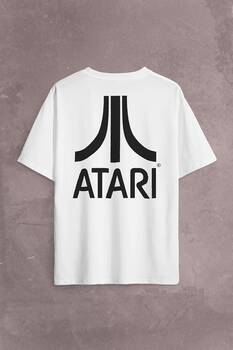 Atarı Ateri Nostalji Oyun Logo Sırt Ön Baskılı Oversize Tişört Unisex T-Shirt