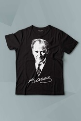 Atatürk 10 Kasım Gazi Mustafa Kemal 100. Yıl 1938 Baskılı Siyah T-shirt Çocuk Tişört - Thumbnail