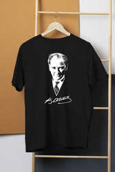 Atatürk 10 Kasım Gazi Mustafa Kemal 100. Yıl 1938 Baskılı Siyah T-shirt Unisex Tişört - Thumbnail