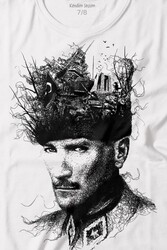 Atatürk Çanakkale Silüet Tipografi Mustafa Kemal Cumhuriyet Baskılı Tişört Çocuk T-shirt - Thumbnail