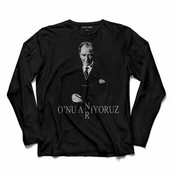 ATATÜRK ONU ARIYORUZ ANIYORUZ SİLÜET UZUN KOLLU TİŞÖRT