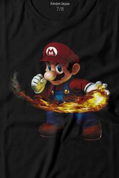 Ateş Çıkaran Super Mario Smash Bros Oyun Baskılı Tişört Çocuk T-shirt